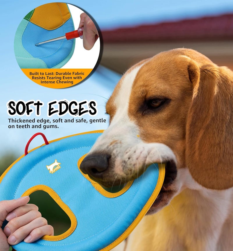 IPTPAS Dog Flying Disc Dog Flyer Toy for Fetch, Durable Nylon 9.5" Diameter with Soft and Thick Edges, Gentle on Teeth & Gums, Lightweight & Water Floating, Outdoor Play for All Breeds (C-Blue/Orange) - Image 4